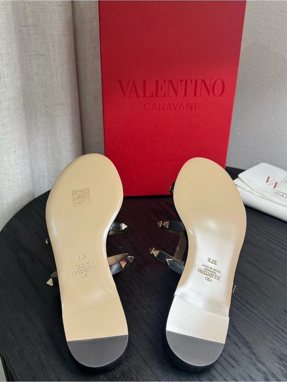 Valentino Garavani Rockstud Caged Slide Sandals Black 37.5